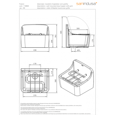 Νιπτήρας Επιτοίχιος FUSION MULTIPURPOSE BASIN WITH GRID  